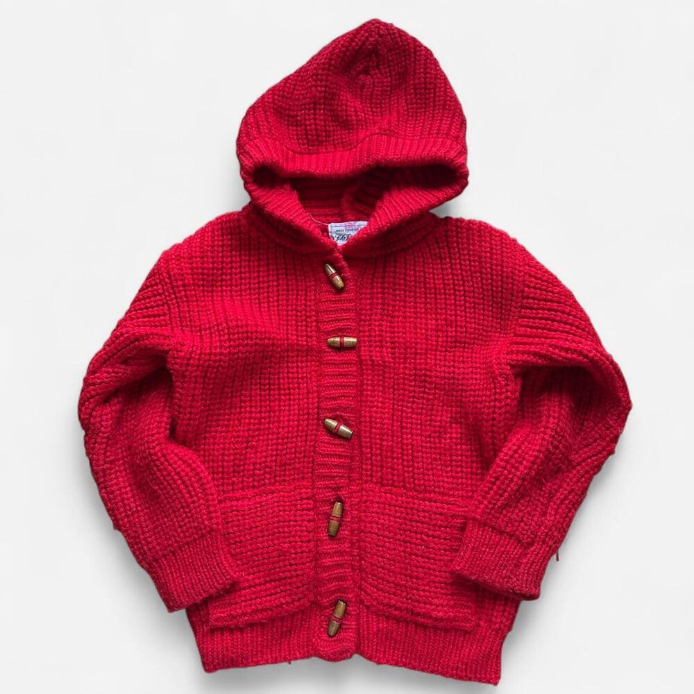Vintage 70s saks fifth avenue toddler hoodie knit cardigan